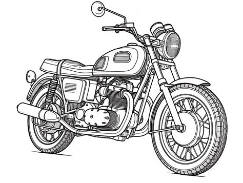 Vintage Motorcycle Coloring - Coloring Page