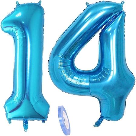 2 Balloons Number 14, Number Balloon Blue Girl Boy Boy 40 Inch Giant ...