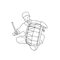 A South Korean Airman Plays A Traditional Korean Drum Coloring Page for Kids - Free South Korea ...