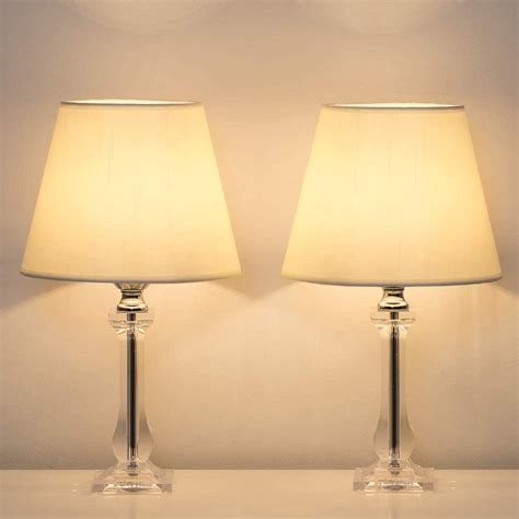 Bedside Table Lamps - Modern Acrylic Nightstand Lamps Set of 2, Small Bedside Lamps with Acrylic ...