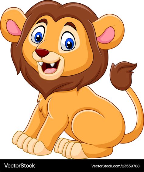 Cute baby lion cartoon Royalty Free Vector Image