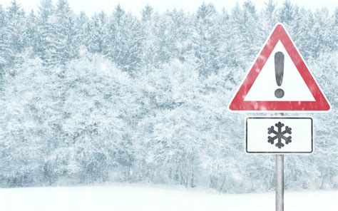 Winter Background – Snowy Landscape with Warning Sign | Glory Waves