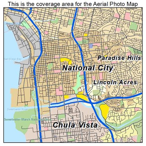 Aerial Photography Map of National City, CA California