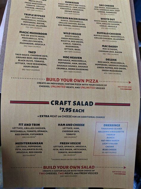 Menu at Rapid Fired Pizza pizzeria, Spartanburg, -F John B White Sr Blvd