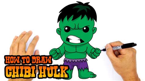 How to Draw Hulk (Chibi)- Step by Step Drawing Lesson | Drawing lessons for kids, Chibi drawings ...