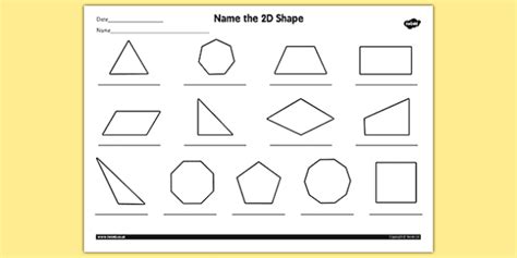 identifying and naming 2d shapes worksheets - 2d shapes worksheets ...