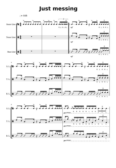 Just_messing Sheet music for Snare drum, Tenor drum, Bass drum (Percussion Trio) | Musescore.com