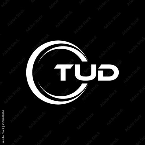 TUD letter logo design with black background in illustrator, vector logo modern alphabet font ...