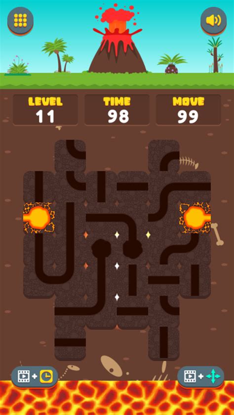 🕹️ Play Lava Connect Game: Free Online Volcano Eruption Vent Pipe Moving Video Game for Kids ...