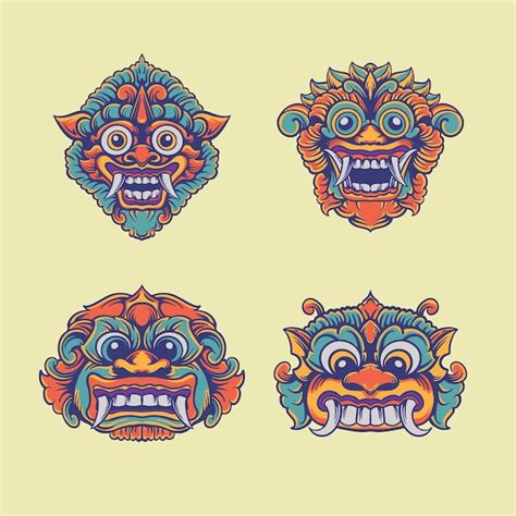 Premium Vector | Barong Bali Art Vector Asset