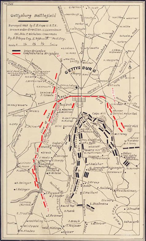 1863 Map of Gettysburg Civil War Battlefield Adams County - Etsy