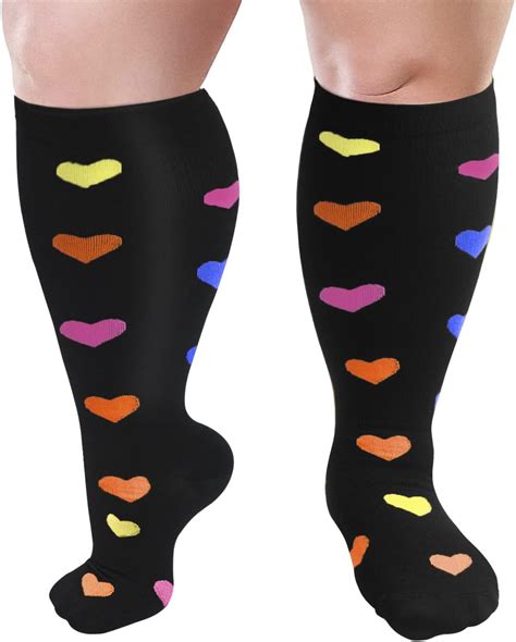 Amazon.com: Refeel Plus Size Compression Socks Wide Calf For Women & Men 20-30 mmhg - Large Size ...