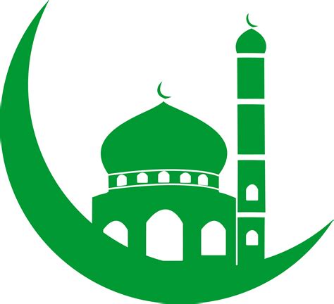 Mosque and moon logo icon symbol sign green design transparent ...