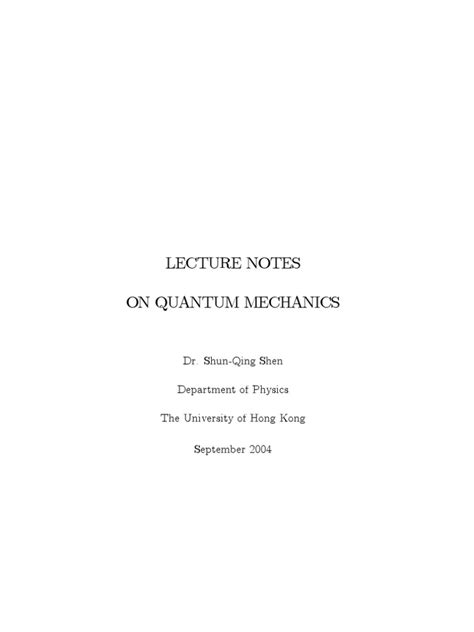 Quantum Lecture Notes | PDF | Photoelectric Effect | Electron