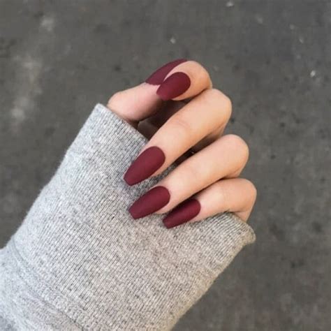 Matte Maroon Press on Nails Short Coffin Press on Nails - Etsy