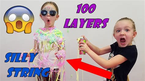 100 Layers of Silly String!!! Trinity vs Madison!! - YouTube