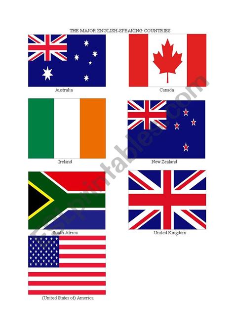 Flags of English Speaking Countries - ESL worksheet by jnt9000