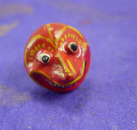 Vintage Halloween Button stud BIZARRE Goblin pumpkin face with teeth Spooky Goth - Decorative ...