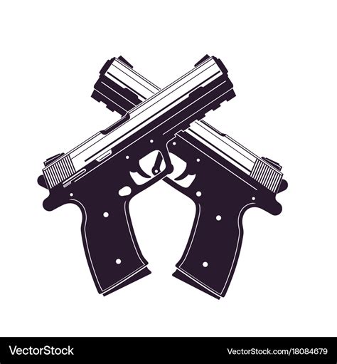 Modern pistols two crossed handguns Royalty Free Vector