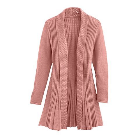 Cardigans for Women Long Sleeve Swingy Soft Knit Cardigan Sweater W/Pocket-Dusty Mauve (Large ...