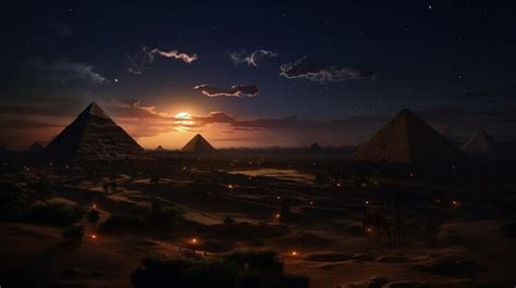 Premium Photo | Night view of Pyramids of Giza