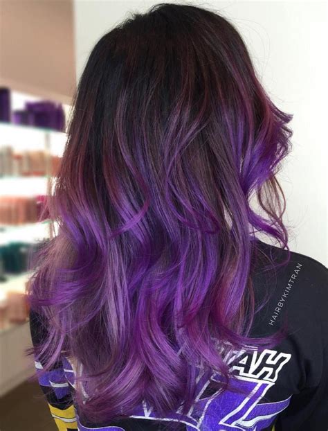 Brown Hair With Purple And Pink Balayage | Purple balayage, Brown ombre ...