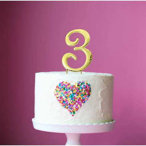 GOLD Cake Topper (7cm) - NUMBER 3 - Celebrating Party Hire & Party Supply Store Sydney