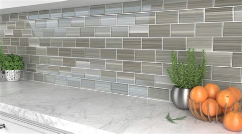 Gray Glass Subway Tile Gainsboro for Kitchen Backsplash or Bathroom from Bodesi, Color Sample ...