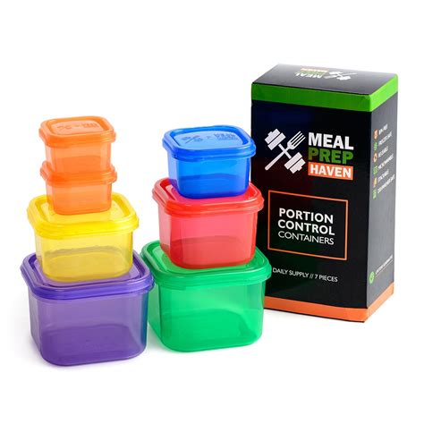 Meal Prep Portion Control 7 Piece Food Containers w Guide BPA Free