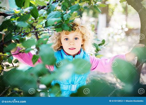 Happy Child Face between the Leaves Stock Image - Image of leaves, love ...