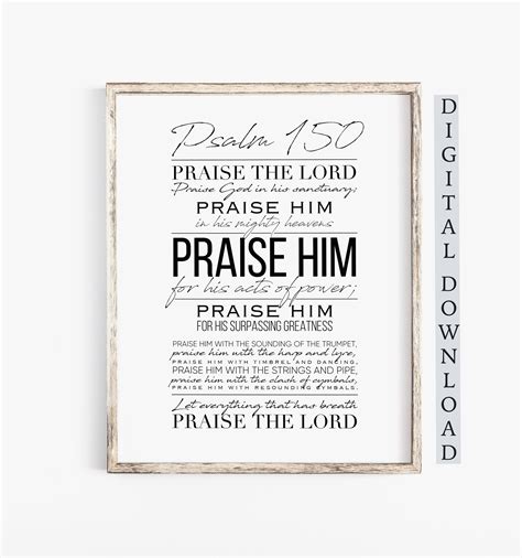 Psalm 150 Praise the Lord Bible verse Printable Art | Etsy