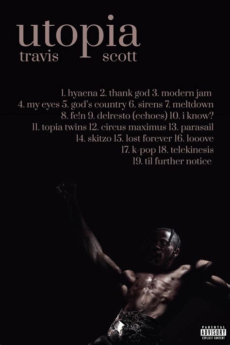 Travis Scott Utopia Tracklist Poster – Posters Plug