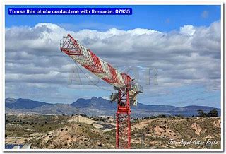 crane modern white and red with sky and clouds behind | Flickr