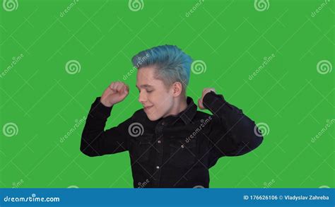 Funny Young Man with Color Hair Dancing Green Screen Happy Young Businessman Stock Footage ...