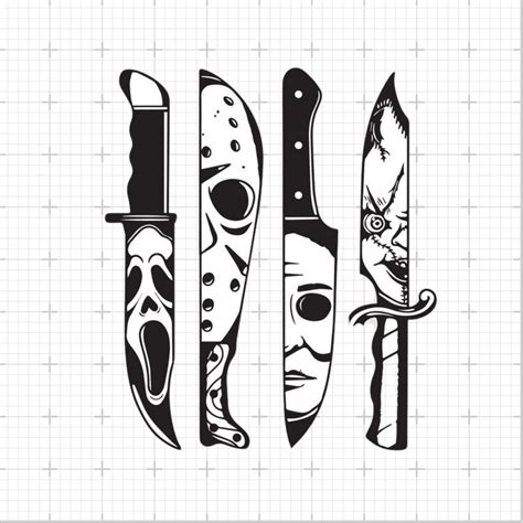 Horror Movie Characters in Knives Svg, Michael Myers Svg, Jason Voorhees SVG, Friday 13th Svg ...