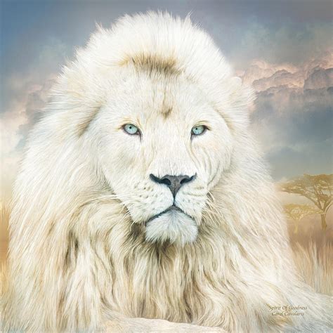 White Lion - Spirit Of Goodness Mixed Media by Carol Cavalaris - Pixels