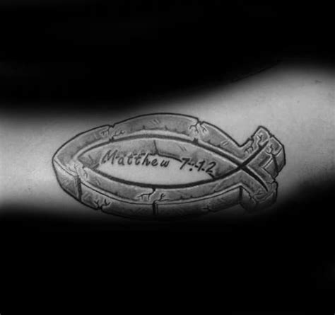 40 Ichthus Tattoo Designs For Men - Jesus Fish Ink Ideas