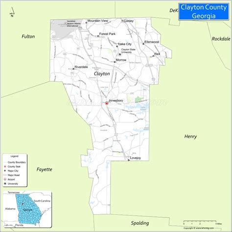 Map of Clayton County, Georgia - Where is Located, Cities, Population ...