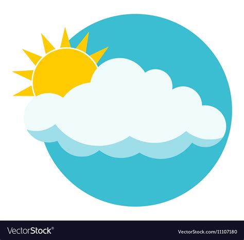 Weather icon with sun and clouds Royalty Free Vector Image