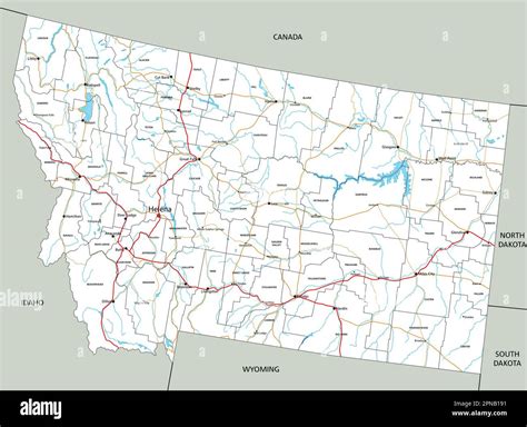 High detailed Montana road map with labeling Stock Vector Image & Art ...