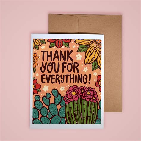 Card - Thank You For Everything Mini Art Print Hand Made note card ...