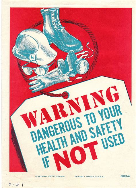 Vintage National Safety Poster Warning Dangerous to Health