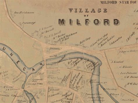 Milford 1854 Old Map New Hampshire Reprint Homeowner Names - Etsy