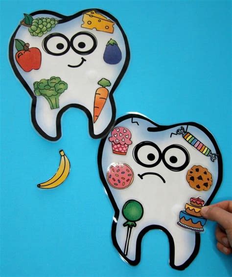 Healthy Teeth Food Sort - Actividad de salud dental para niños. #preschool #dentalhealth # ...