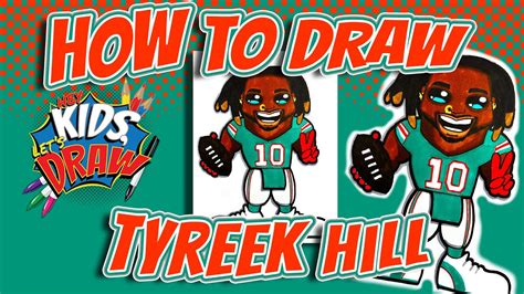 How to Draw Tyreek Hill for Kids - Miami Dolphins Football - YouTube