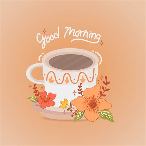 good morning aesthetic coffee cup 17446427 Vector Art at Vecteezy