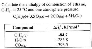 Solved Calculate the enthalpy of combustion of ethane, C2H6, | Chegg.com