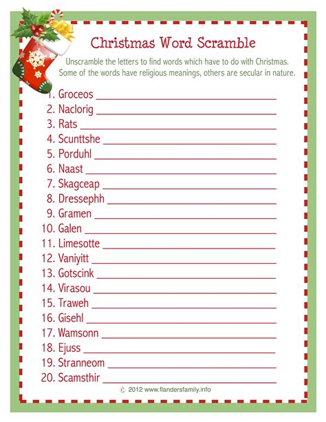 Christmas Word Scramble (Free Printable)