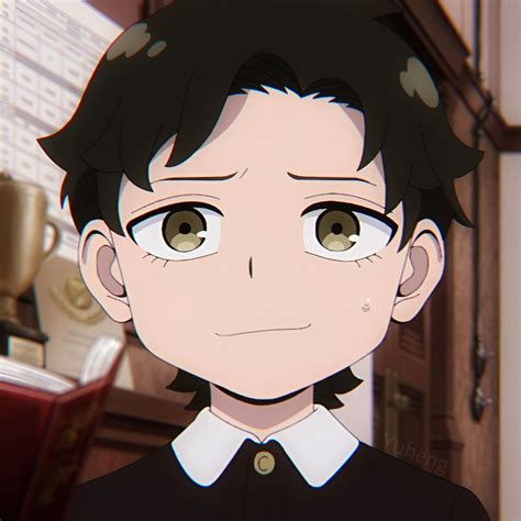 an anime character with brown eyes and black hair