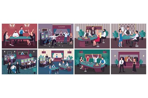 Casino flat color vector illustrations set (1256060) | Illustrations ...